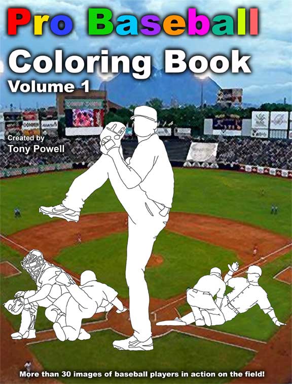 Pro Baseball Coloring Book by Tony Powell - Click Image to Close