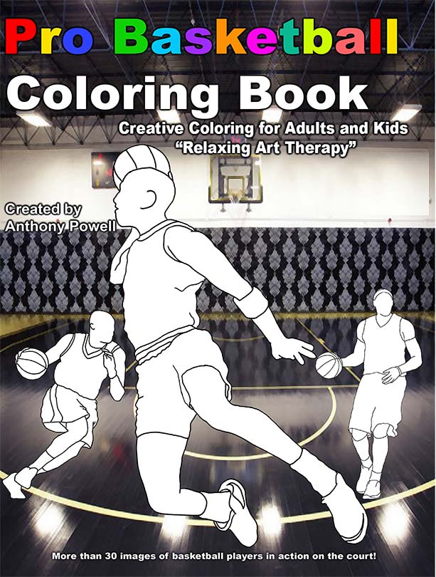 Pro Basketball Adult Coloring Book by Tony Powell