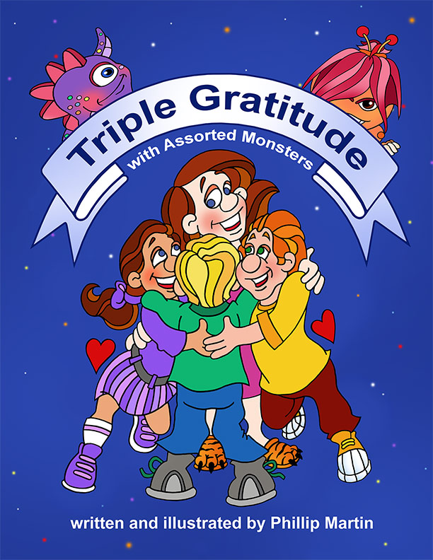 Triple Gratitude with Assorted Monsters - Click Image to Close